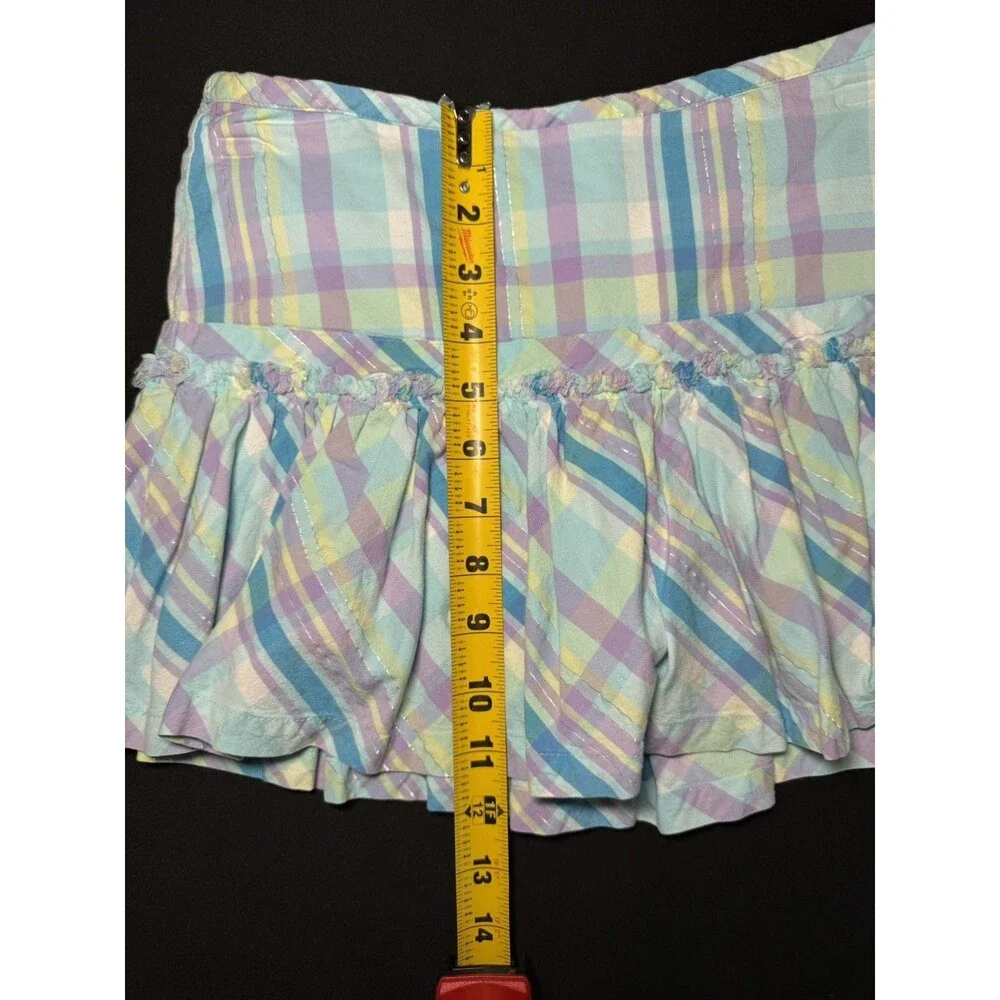 Y2K Justice Plaid Pleated Mini Skort Blue Sparkle Girls' 10 / 24